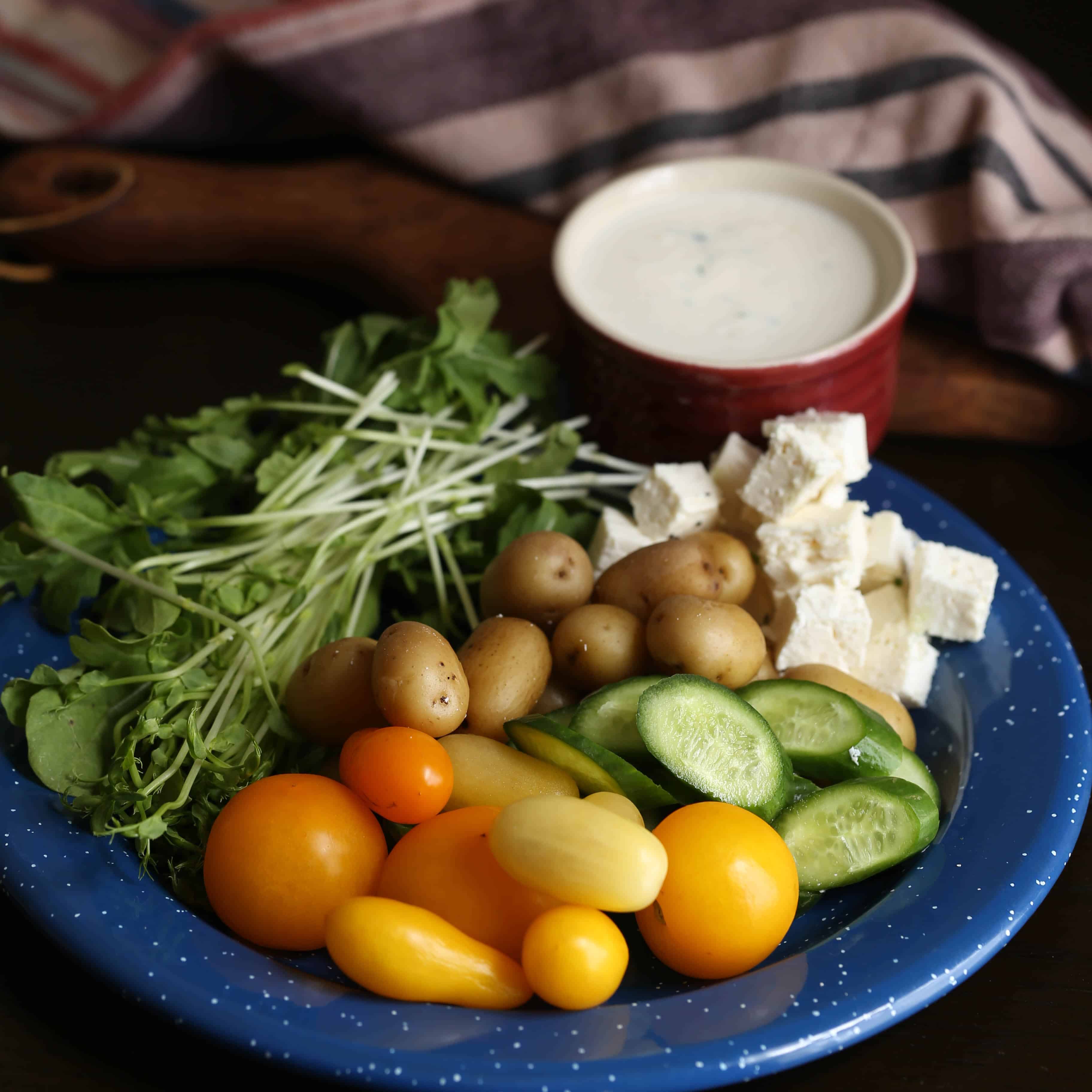 vegetarian fiambre with jocoque chive ranch dressing