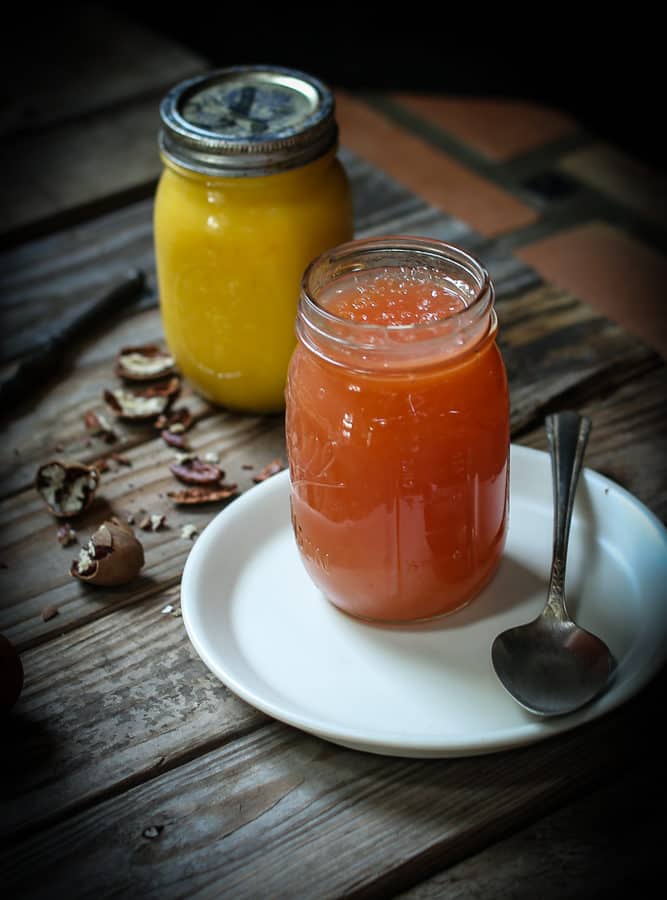 ruby red grapefruit glaze and golden grapefruit curd