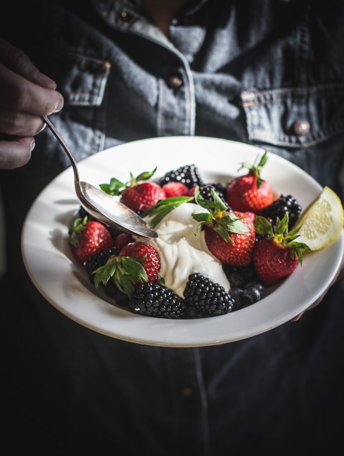 Summer Berry Compote w Lemon Yogurt Tarragon