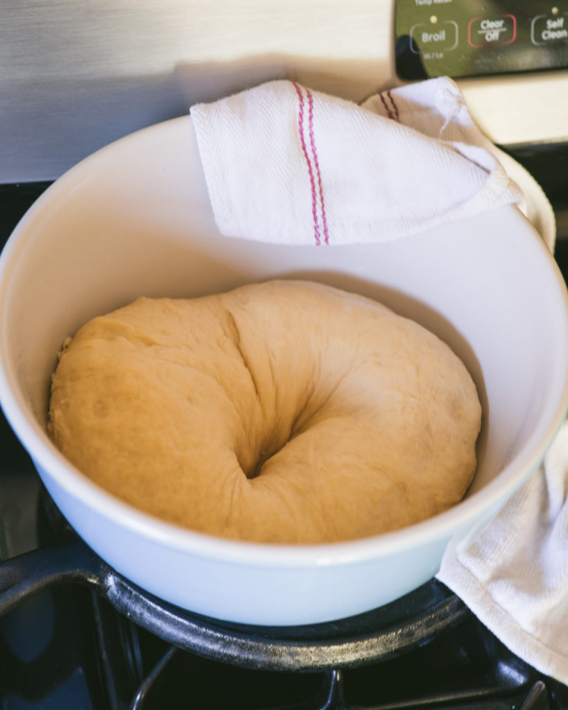 Punch down bread dough