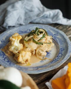 plate of Jalapeno Cheese Chicken with Cauliflower