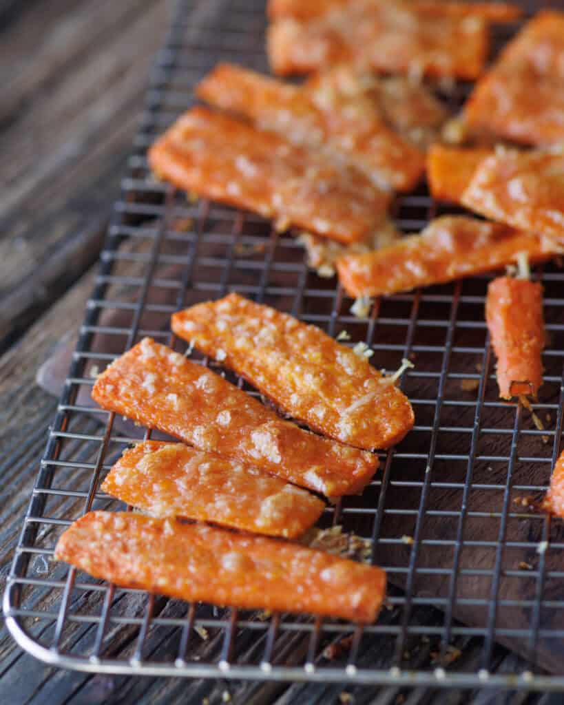 Crispy Carrots cooling on a wire rack