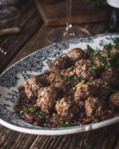 platter of Meatballs with Maple Onion Bacon Jam